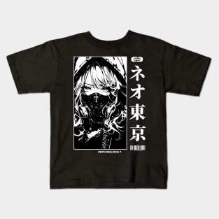 Vaporwave Cyberpunk Japanese Manga Girl Kids T-Shirt